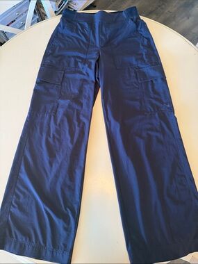 Athleta Navy Wide-Leg Cargo Track Pants